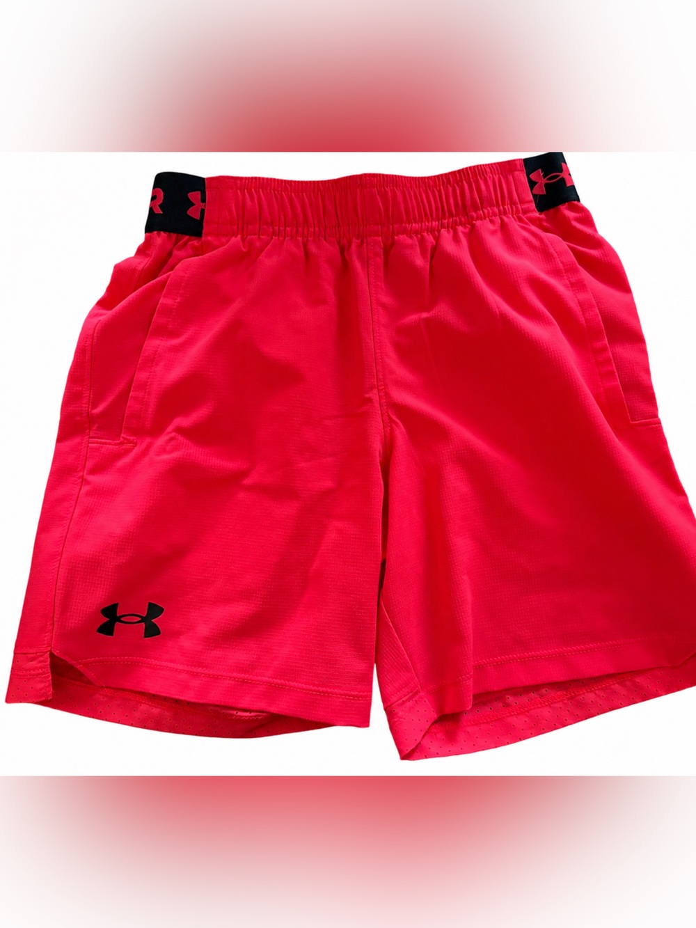 Under Armour Boys Vanish Woven Athletic Shorts Pink HeatGear Loose Fit Youth S